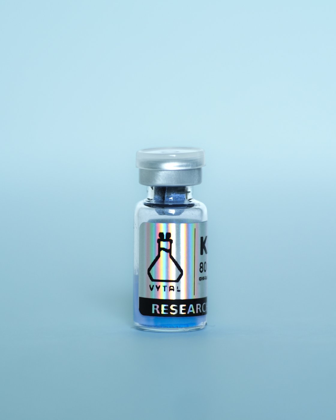 BPC-157 + GHK-Cu + TB-500 + KPV Blend Research Peptide — sealed vial in branded Vytal Research box