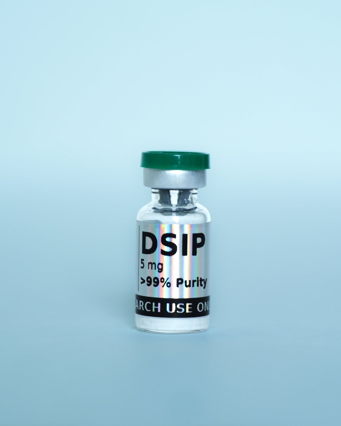 DSIP Research Peptide — sealed vial, label detail