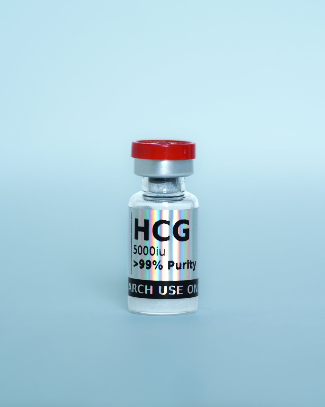 HCG Research Compound — sealed vial, label detail