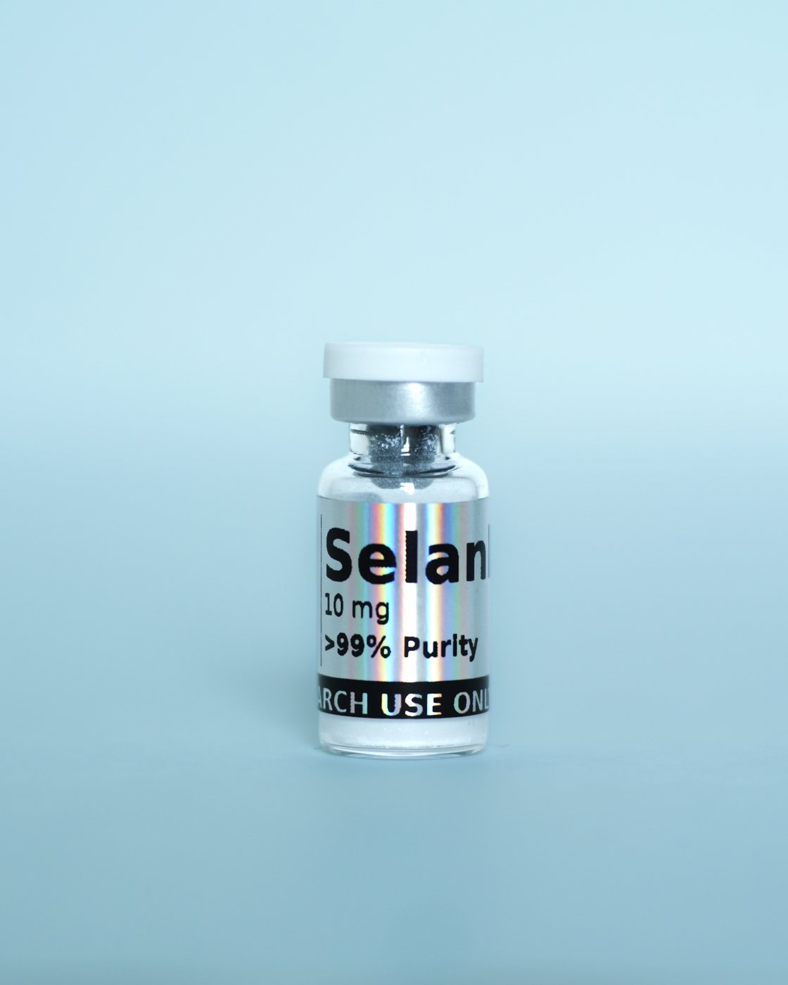 Selank Research Peptide — sealed vial, label detail
