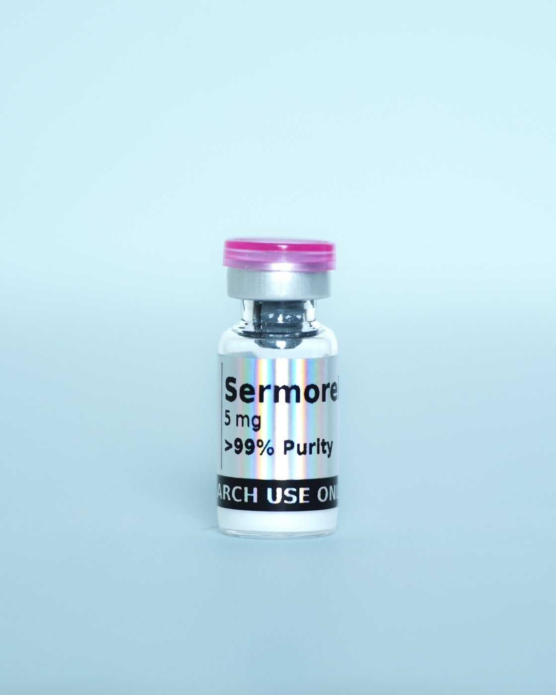Sermorelin Research Peptide — sealed vial, label detail