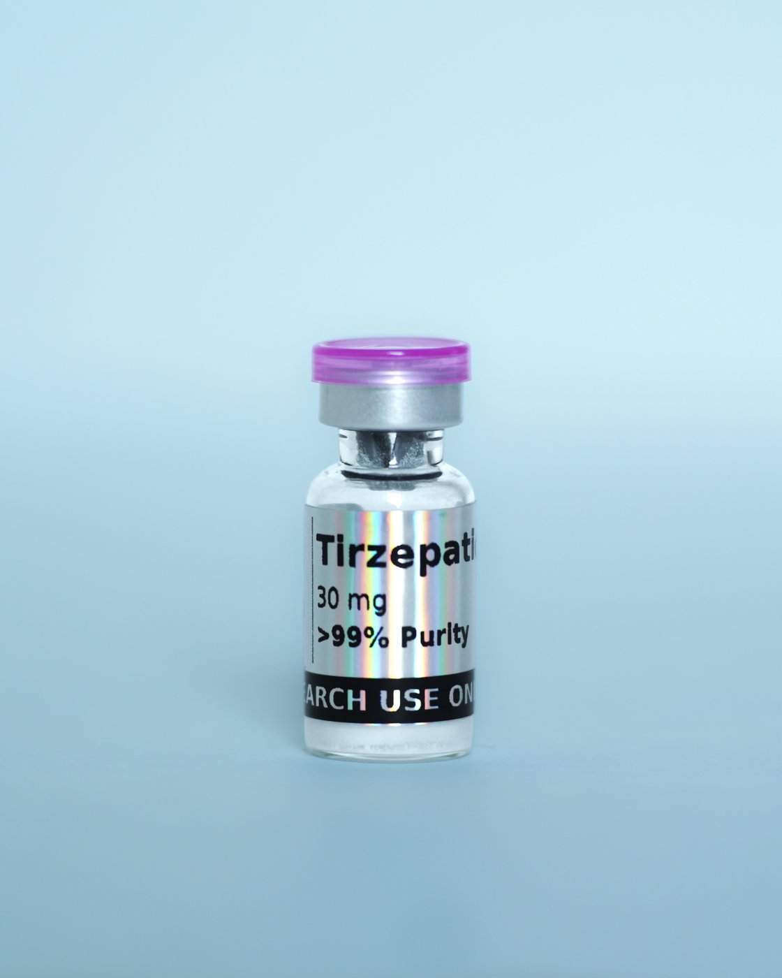 Tirzepatide Research Peptide — sealed vial, label detail